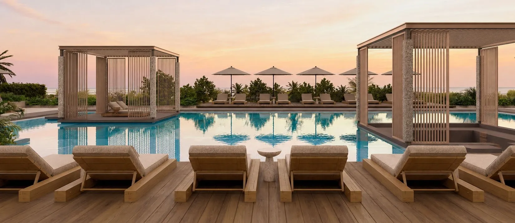 Rooftop pool at Raw District.