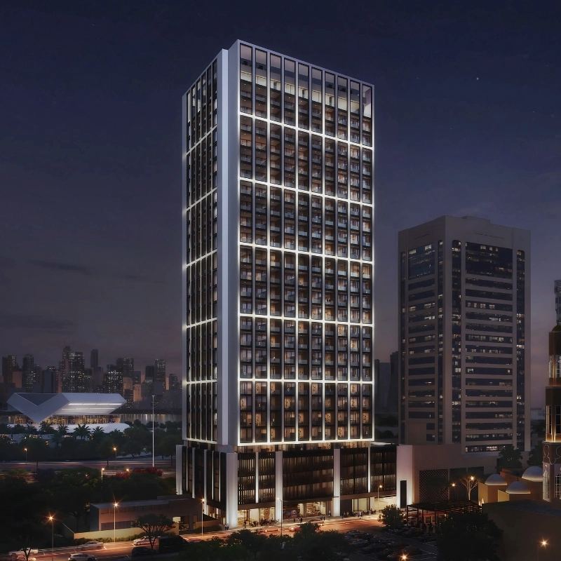 Binghatti Twilight two-bed, Al Jaddaf Waterfront, Dubai.