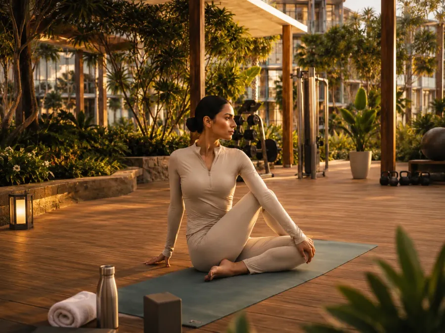 Outdoor Fitness Area & Yoga Deck at Binghatti Wraith.