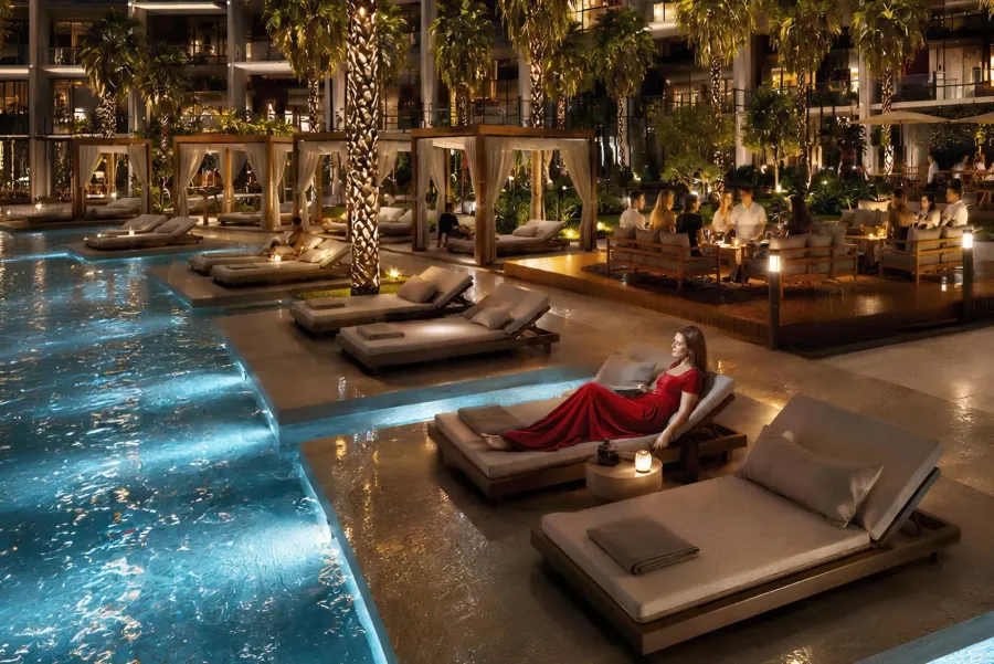 Sun Deck & Loungers at Binghatti Wraith.