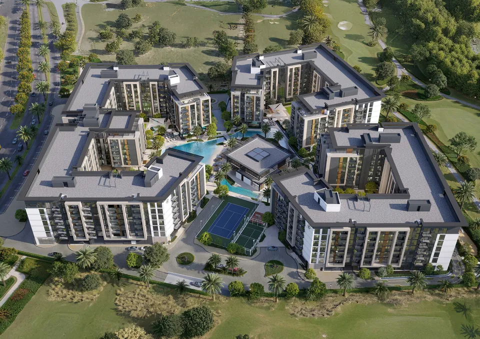 Belgravia Gardens, Dubai Land Residence Complex (DLRC) · render 1