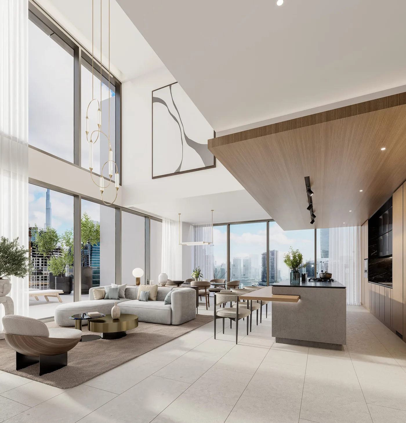 Interior render at One River Point.