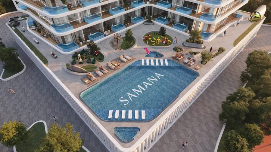 Large Pool Deck & Jacuzzi at Samana Ibiza.