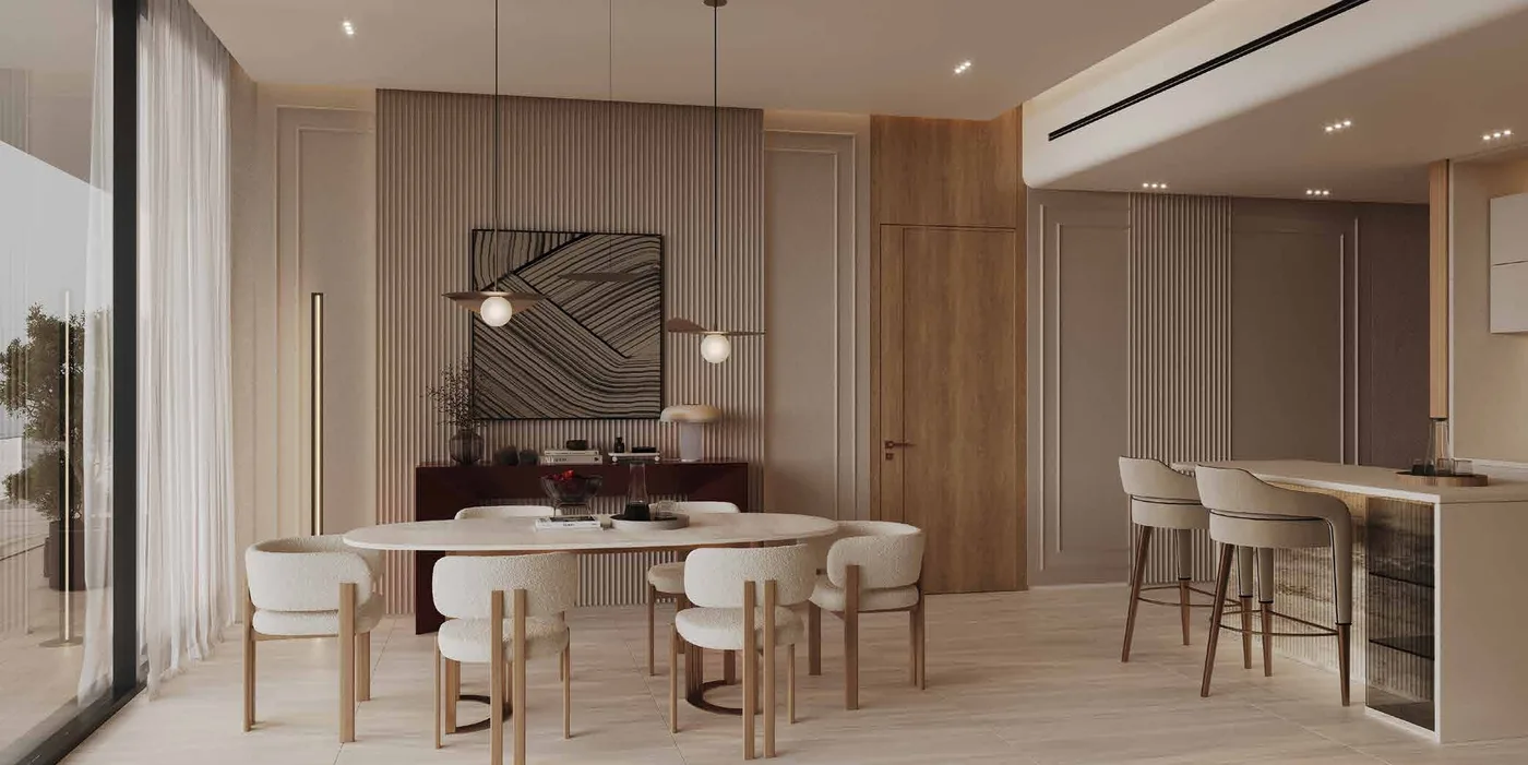Interior render at Binghatti Amberhall.