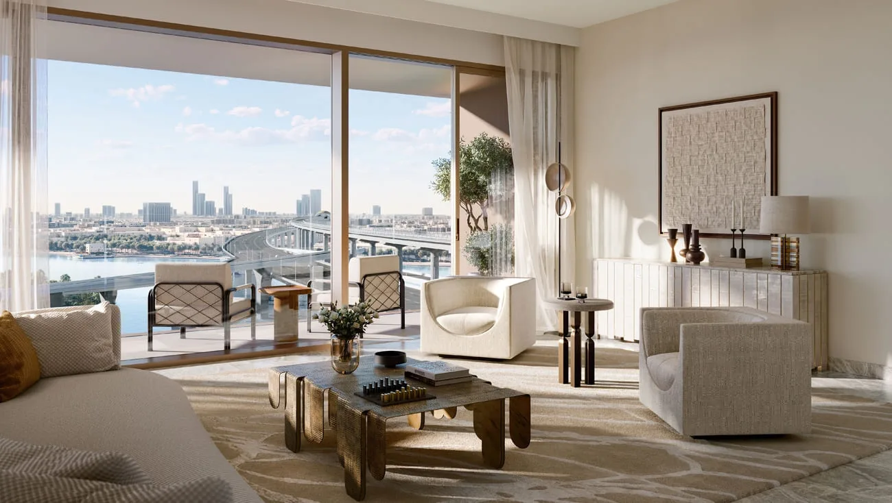 Interior render at Palace Residences Creek Blue.
