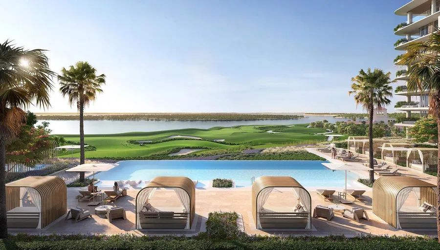 Pool Area at Waldorf Astoria Residences Yas.