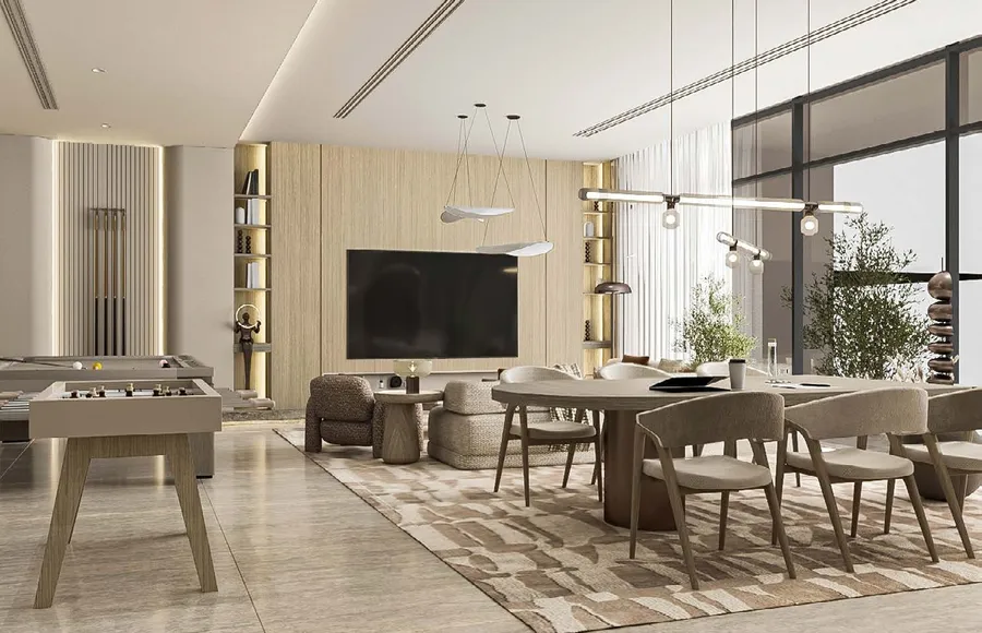 Indoor Club Lounge at Vida Residences Saadiyat Island.
