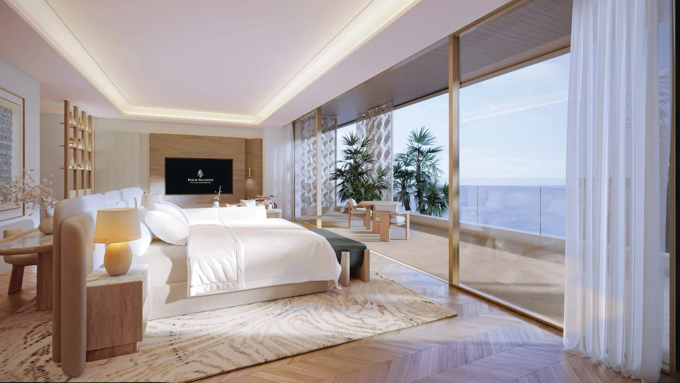 Interior render at Four Seasons Private Residences Abu Dhabi at Saadiyat Beach.