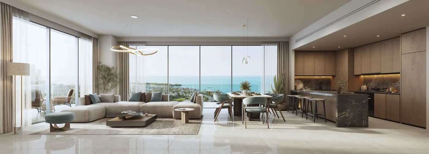 Interior render at Rotana Residences South Tower.