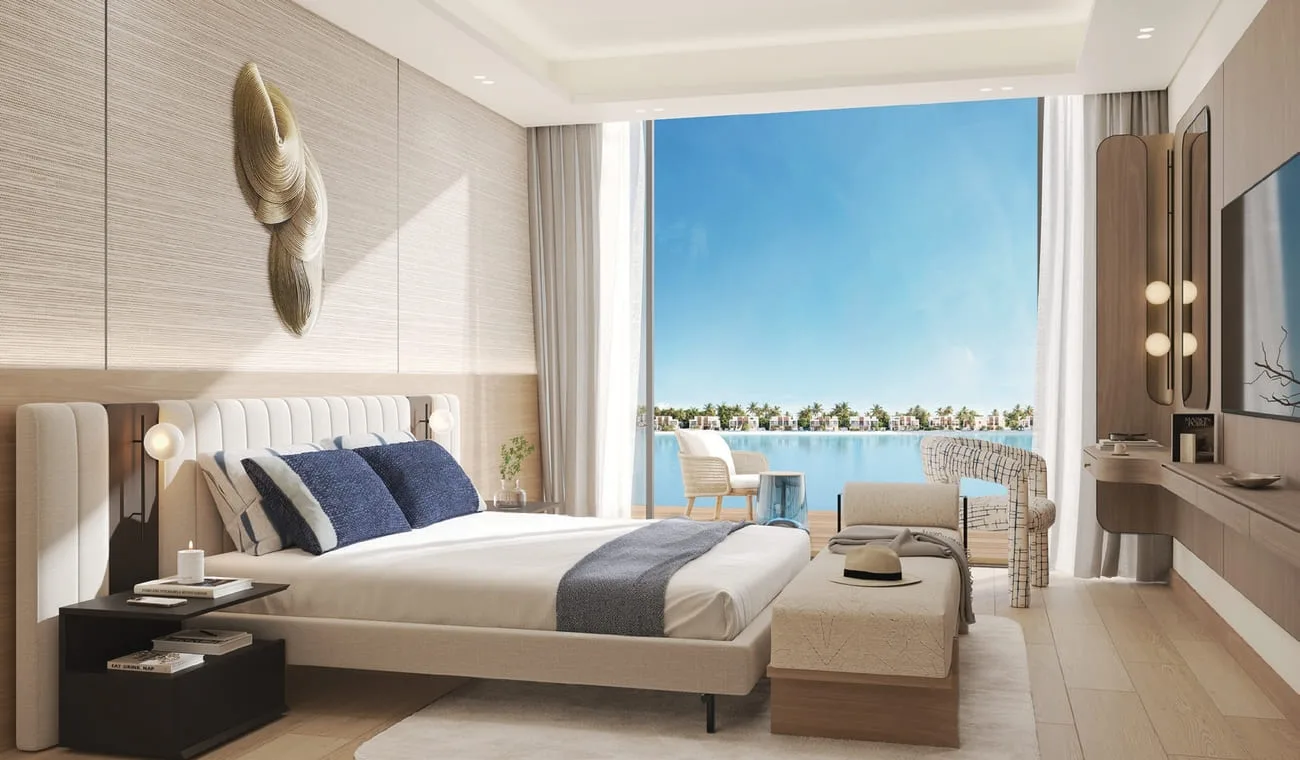 Interior render at The Blue Beach Residence.