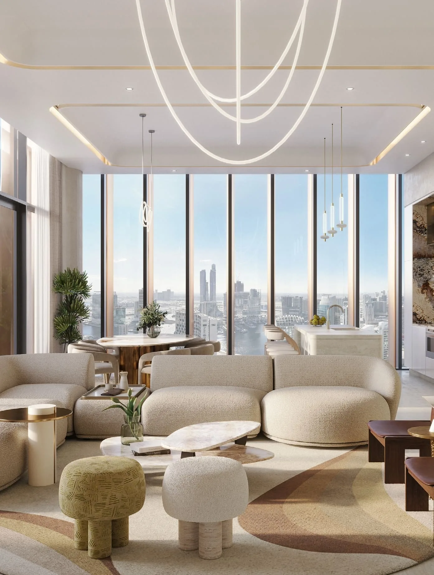 Interior render at One Residence.