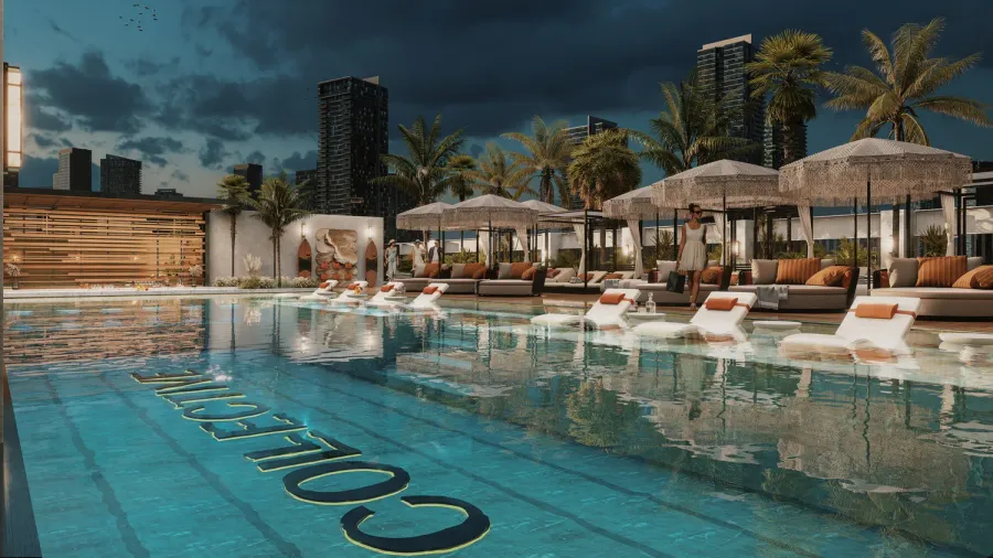 Rooftop Swimming Pool with Panoramic Views at The Collective.