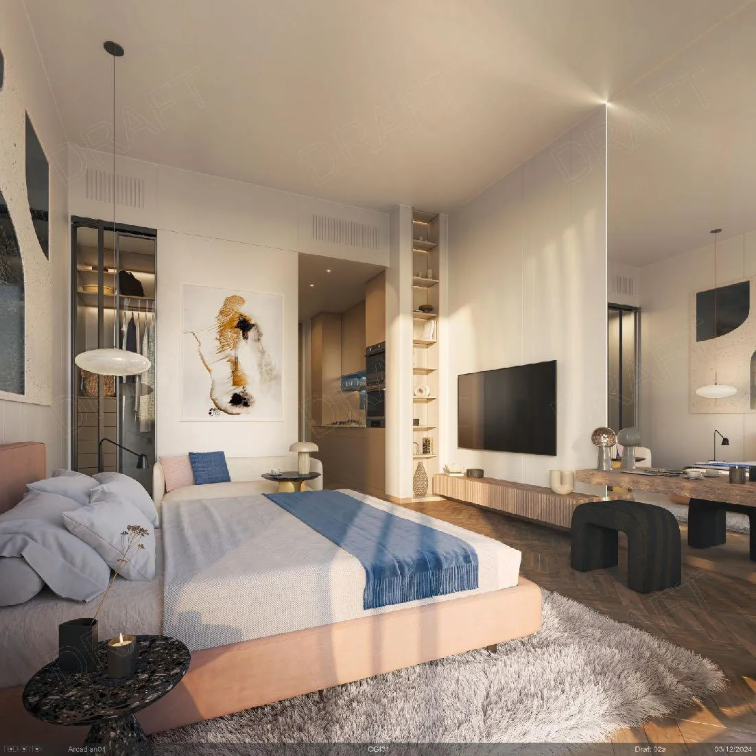 Interior render at Park Five.