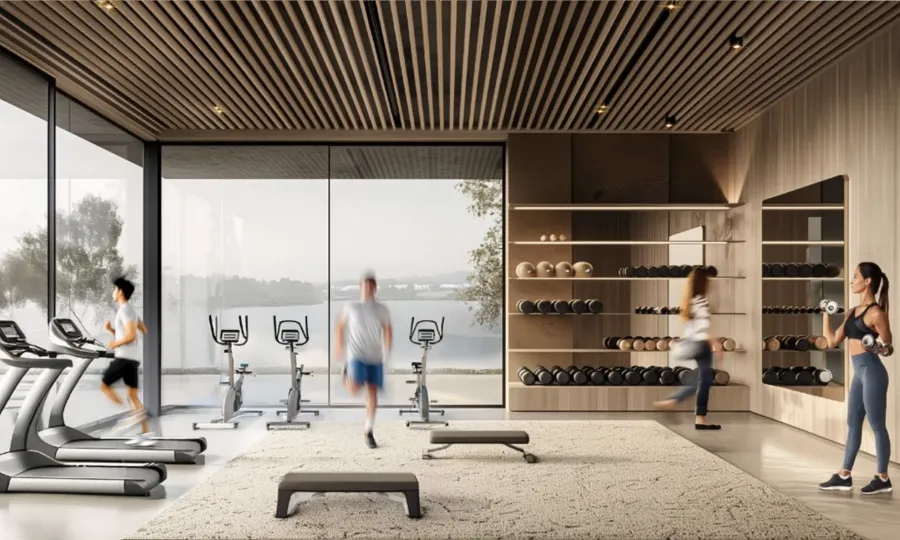 Gym at SkyGate Tower.