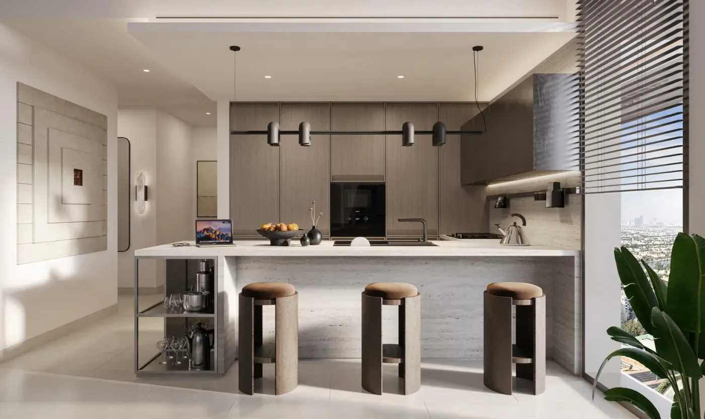 Interior render at Eltiera Views.