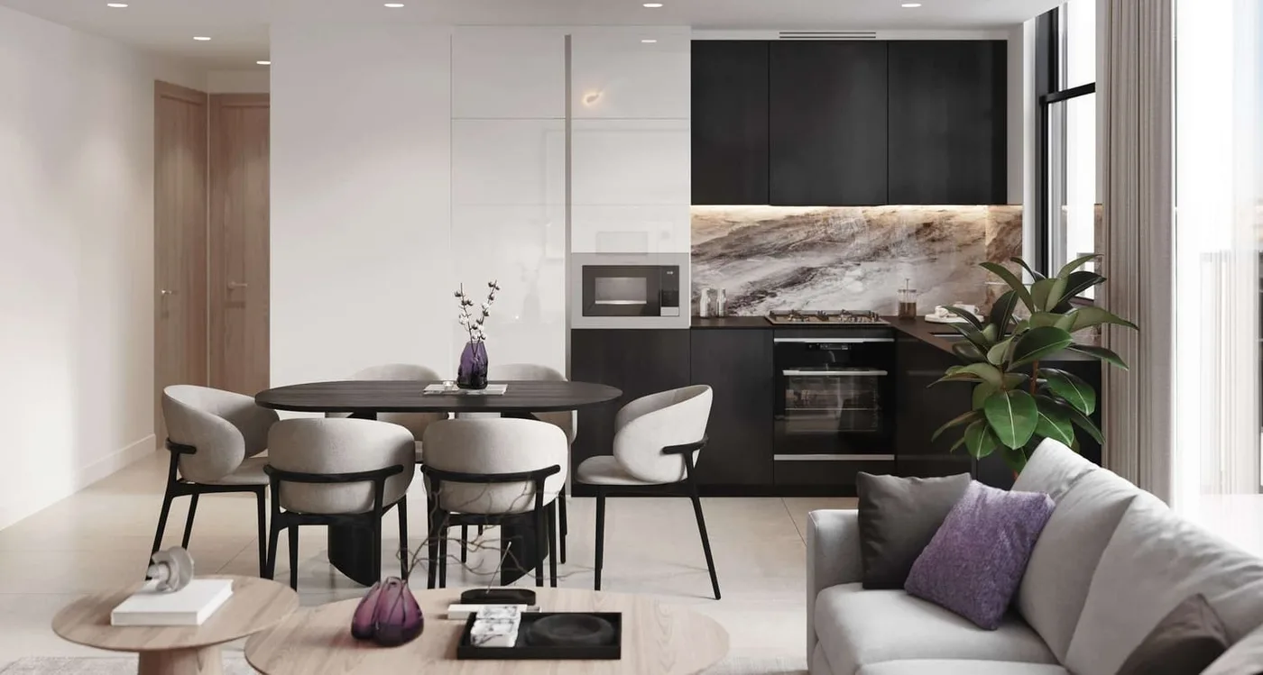 Interior render at ALTA V1EW.