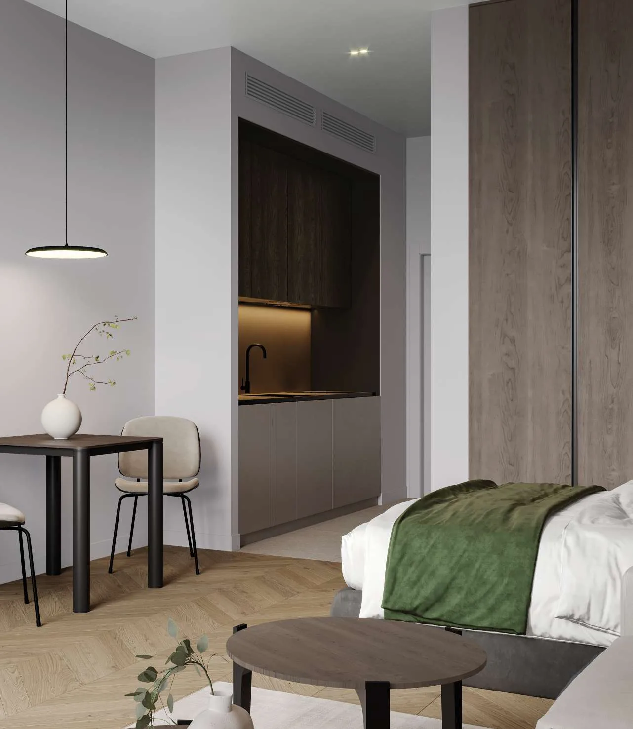 Interior render at 1WOOD Residence 2.