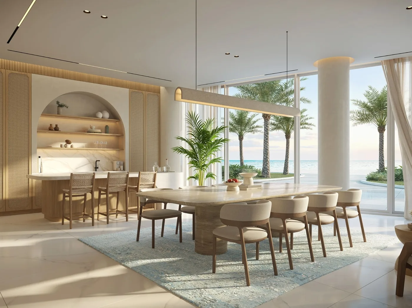 Interior render at Fahid Beach Terraces.