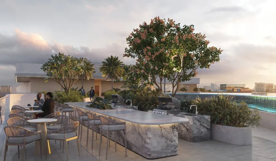 Outdoor Dining Area & BBQ Lounge at Oxford Cove by Iman.