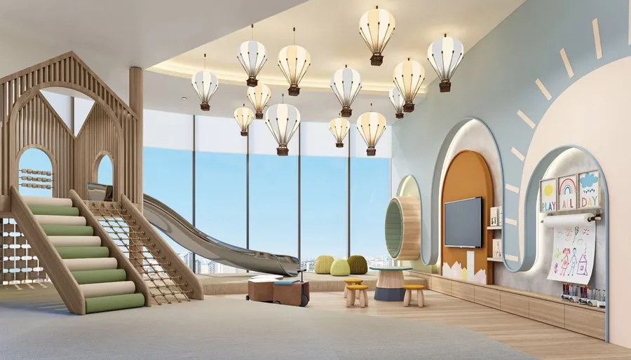 Indoor Kid’S Play Area at 15 Cascade Featured by Versace Ceramics.