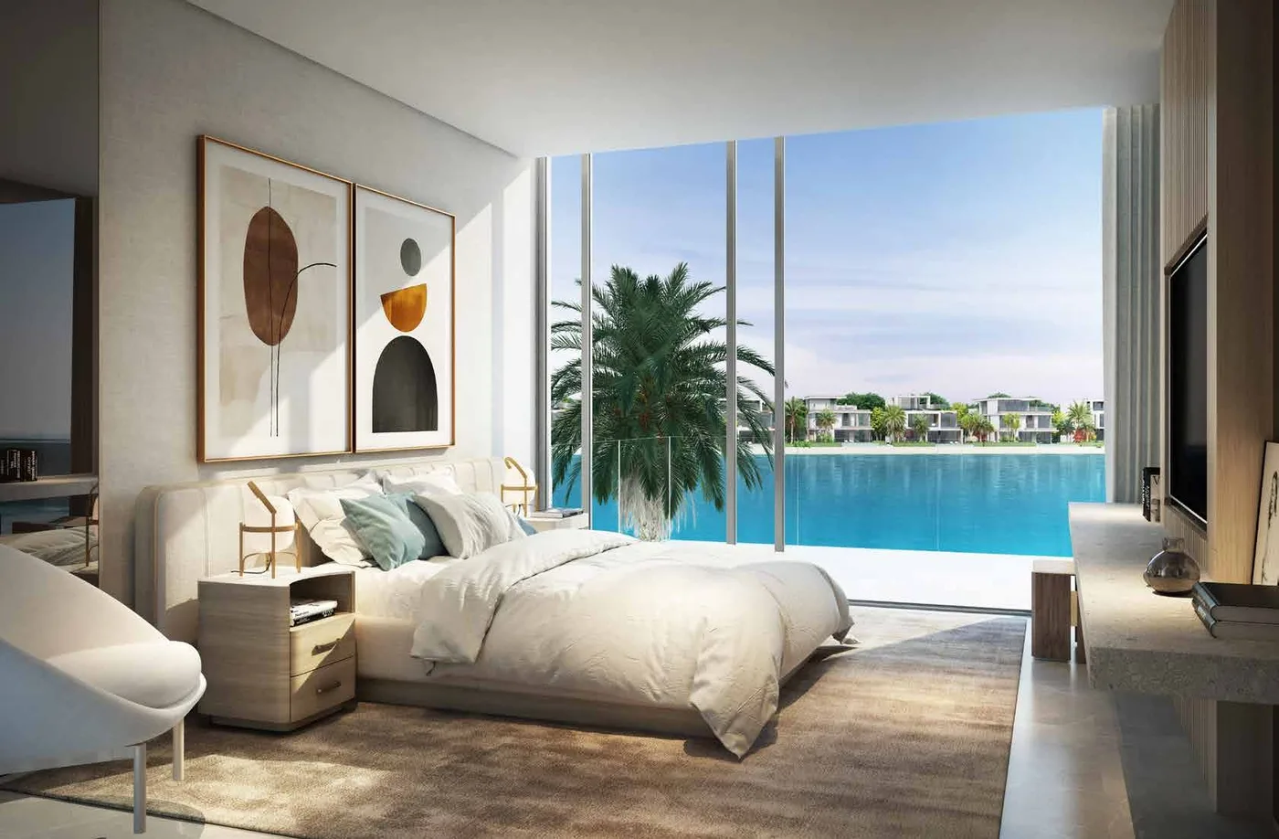 Interior render at Palm Jebel Ali Villas.