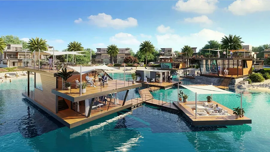 Private Decks at Damac Lagoons Monte Carlo.