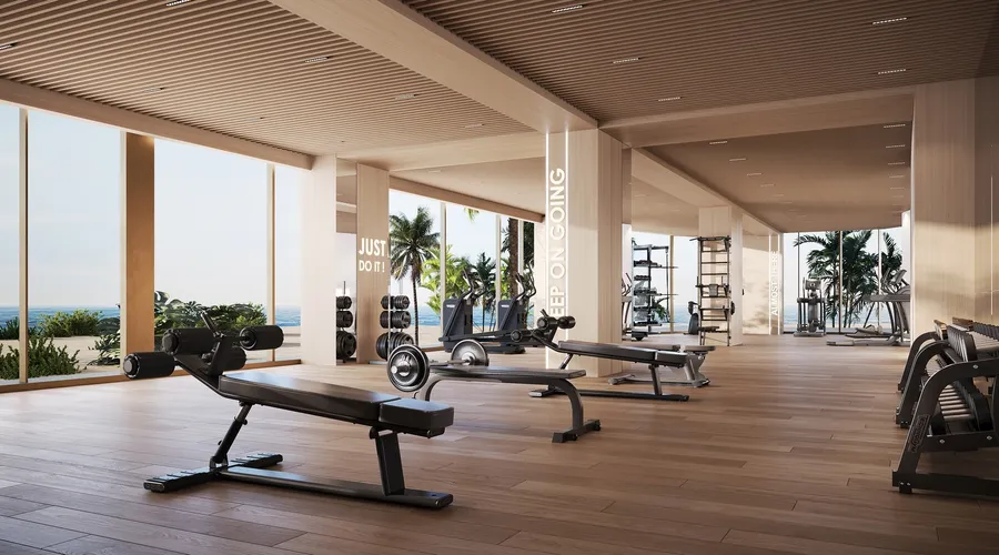 Gym at Flora Isle Beachfront Residences.