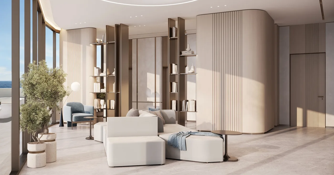 Interior render at Flora Isle Beachfront Residences.