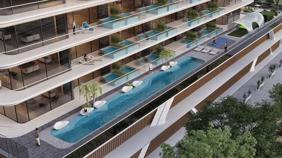 A Luxurious & Large Leisure Pool Deck at Samana Golf Views.