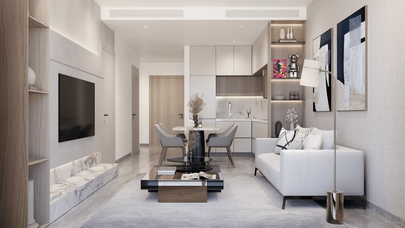 Interior render at Samana Golf Views.