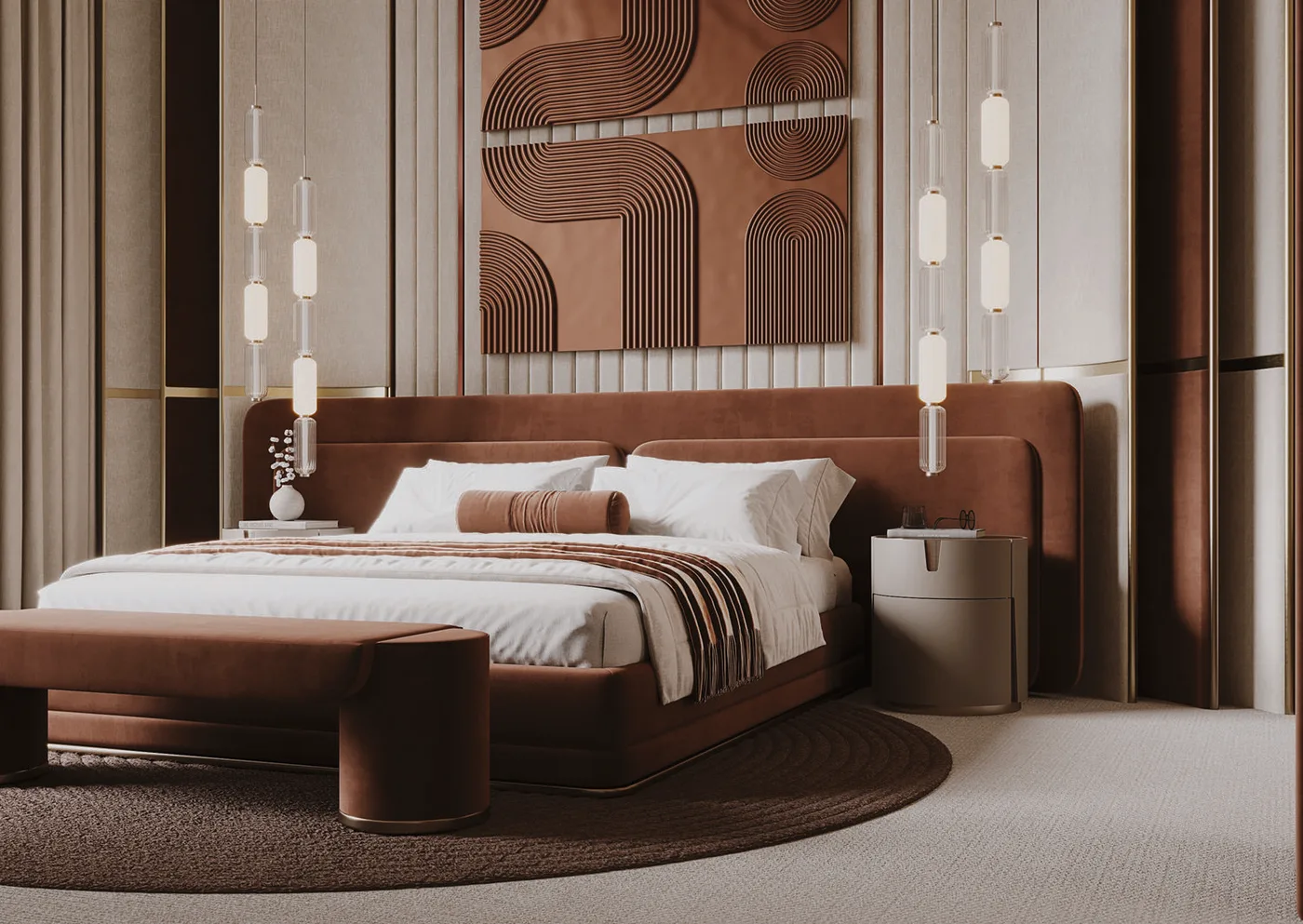 Interior render at Selora Residences.