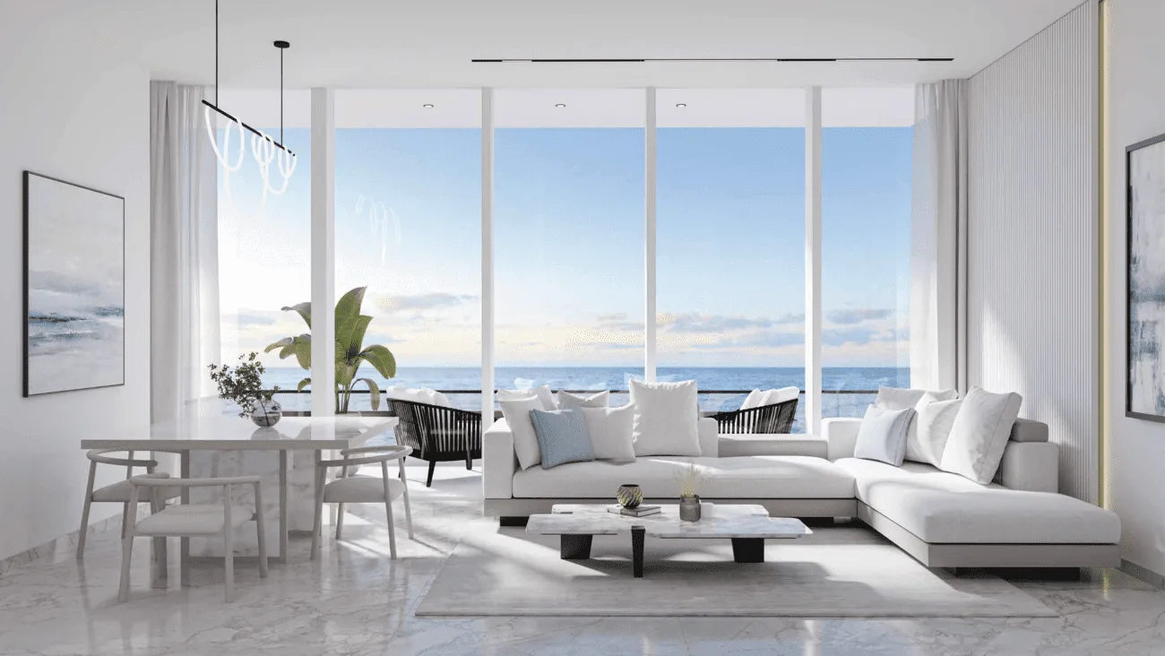 Interior render at Hatimi Residences.