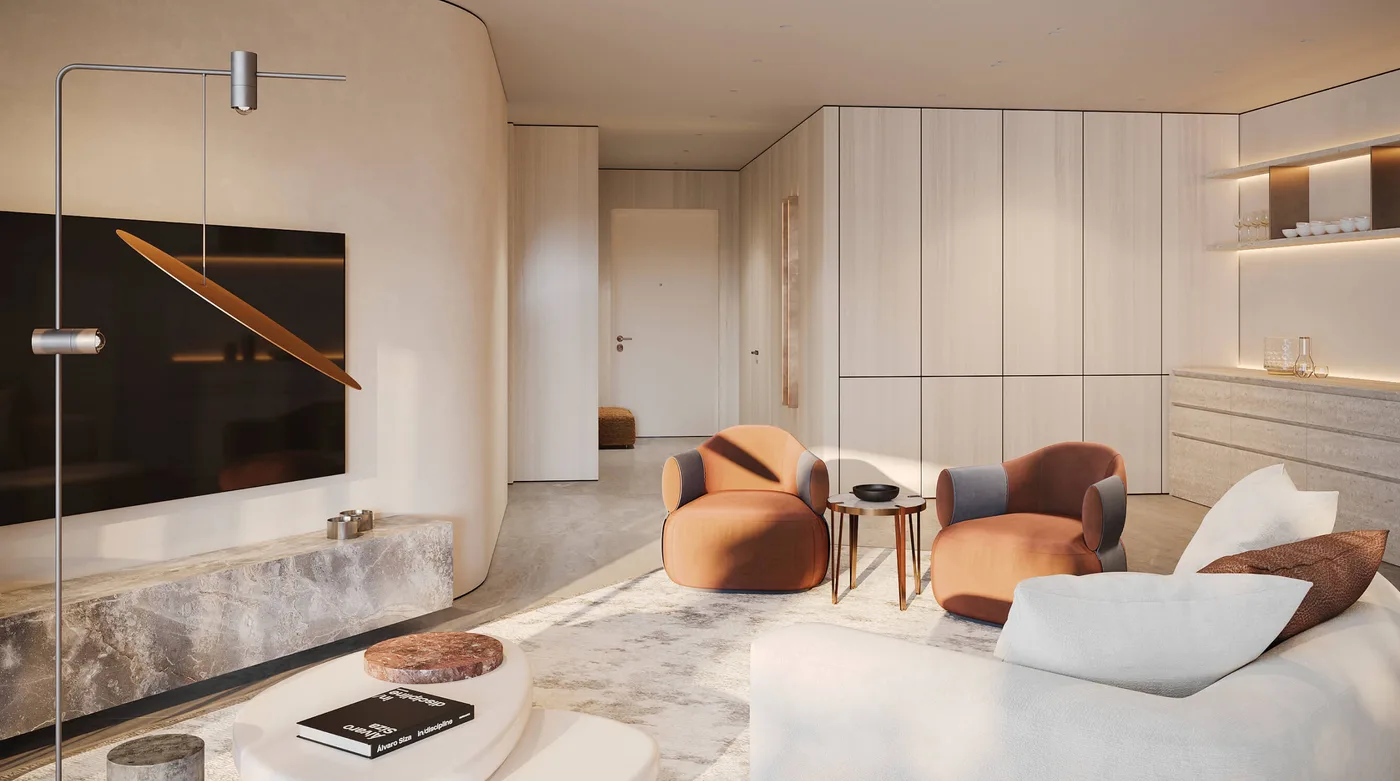 Interior render at Trussardi Residences.
