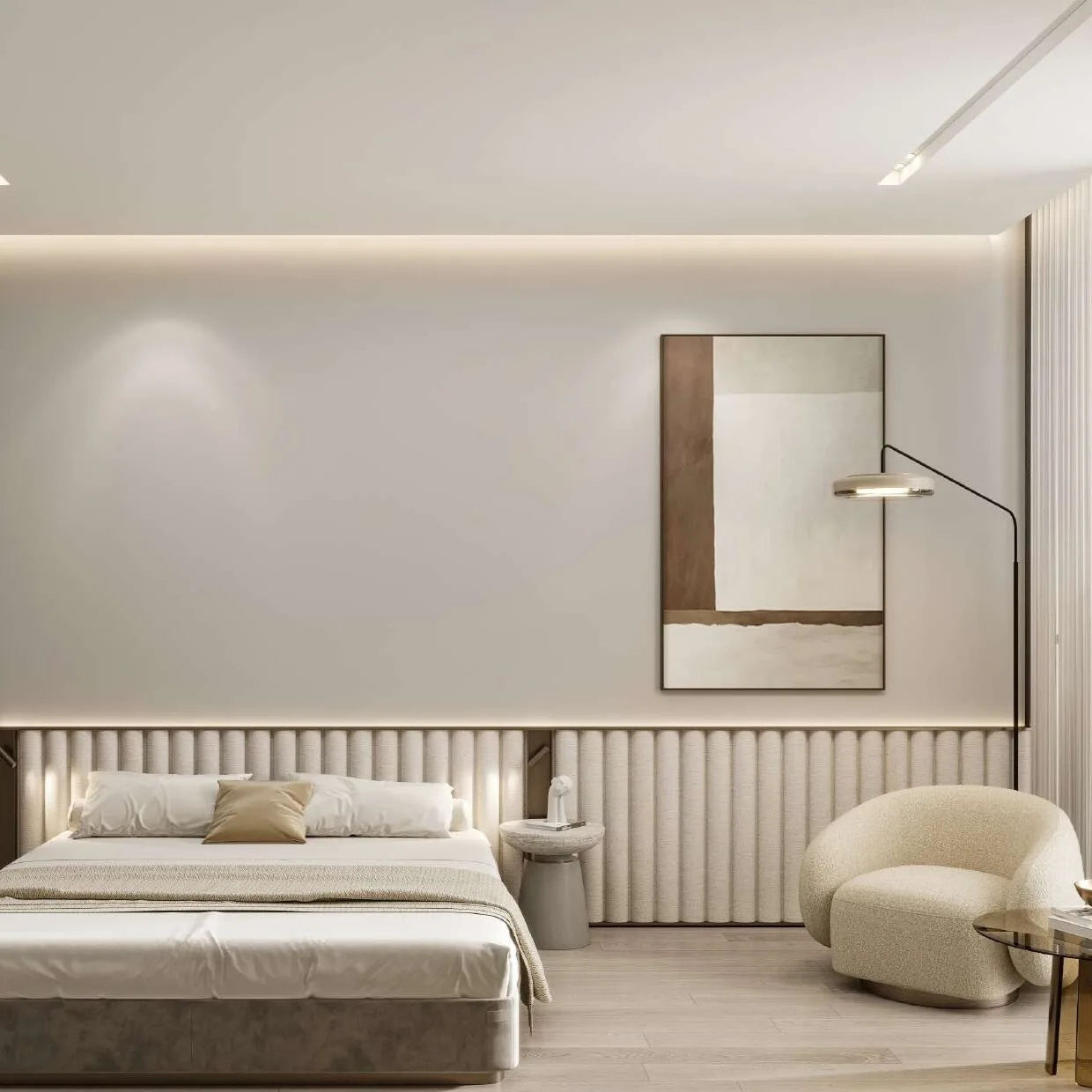 Interior render at Gharbi 2 Residences.