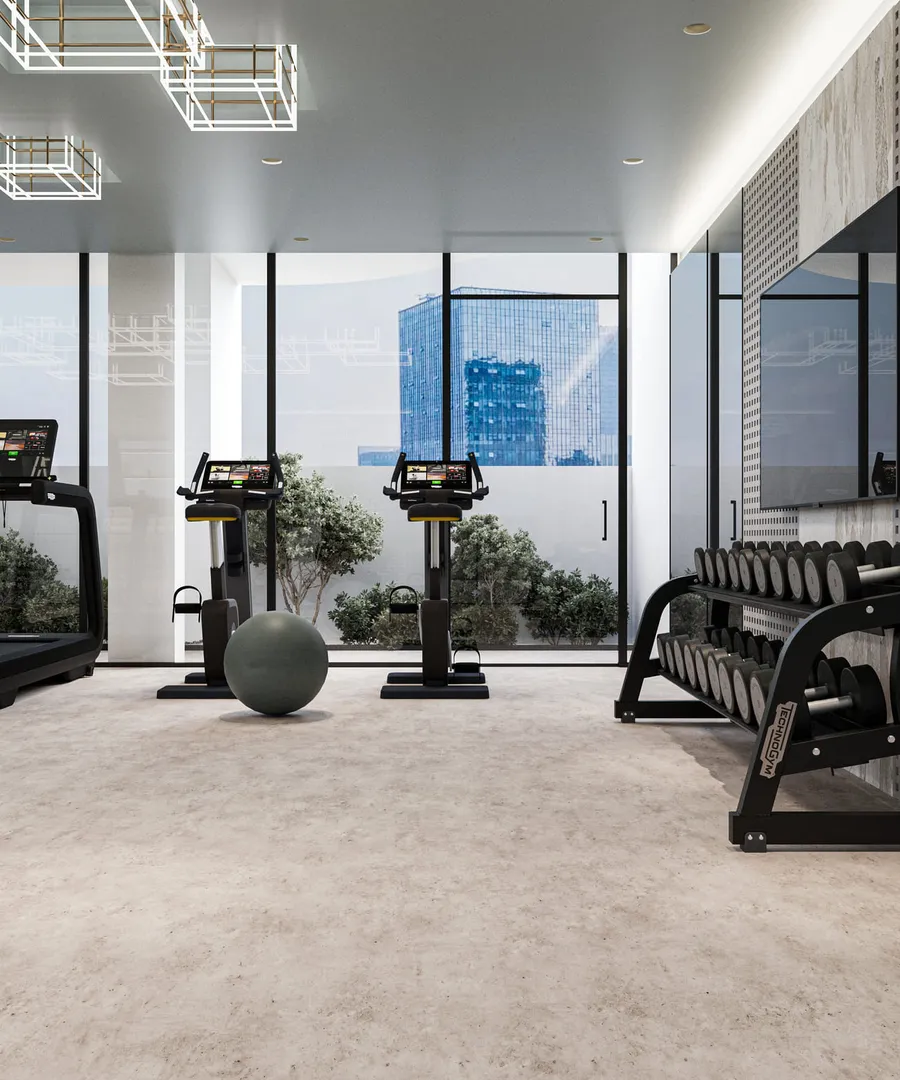 Gym at Celeste Heights.