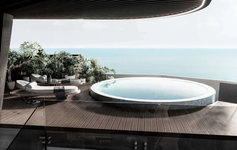 Private Balconies & Jacuzzi at Marea Residences.