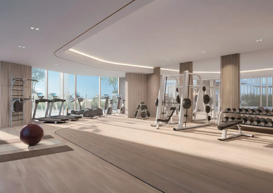 Modern Fitness Center at Royal Yacht Club Residence.