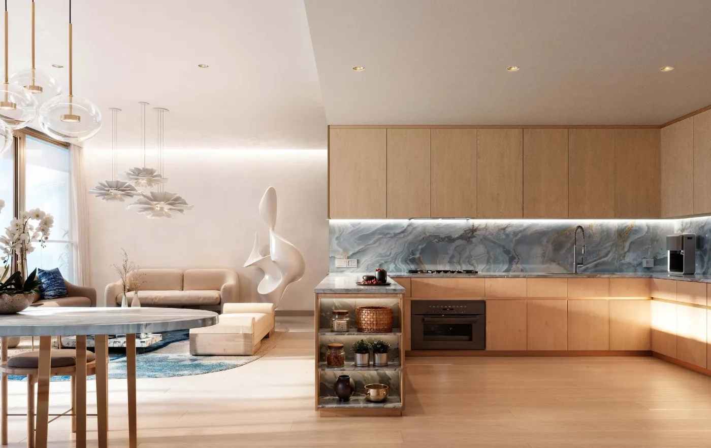 Interior render at Isla Private Residences.