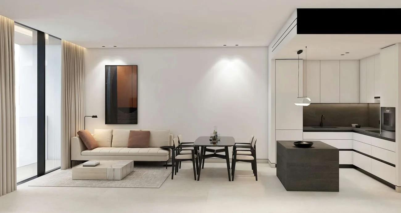 Interior render at Luzora Residence.