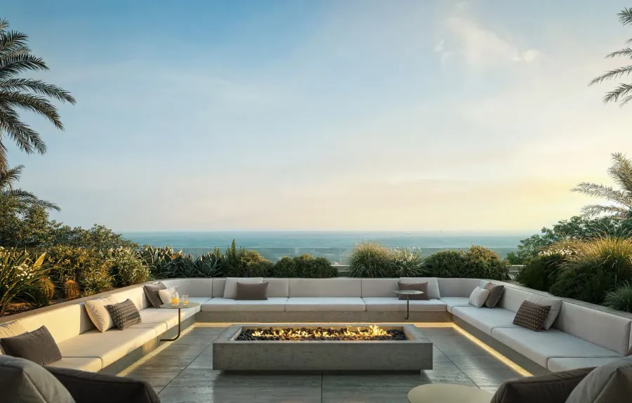 Sunken Lounge with Fire Pit at Soma Residences.