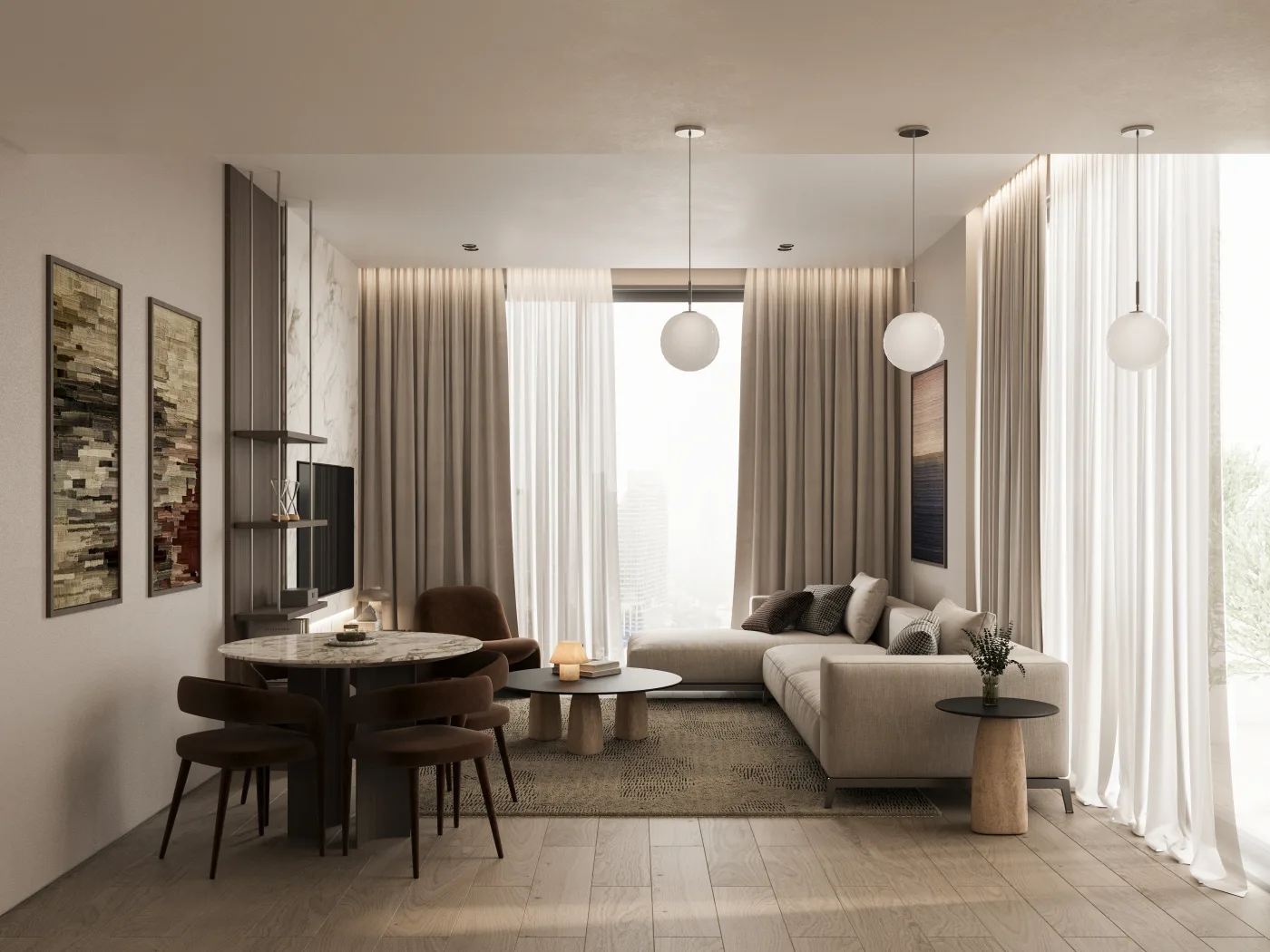 Interior render at Nexara by 7th Key.