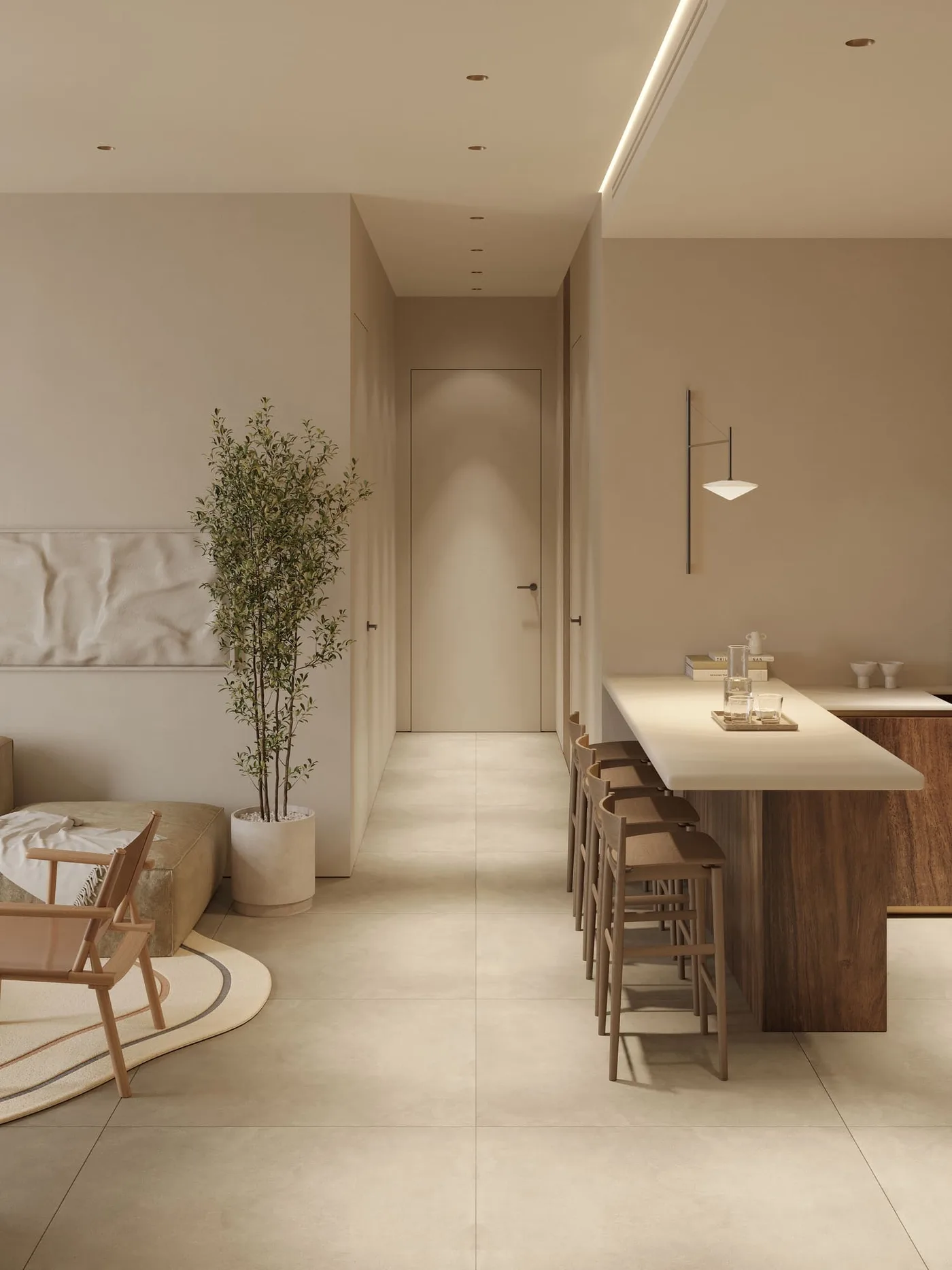 Interior render at Oak Yard.