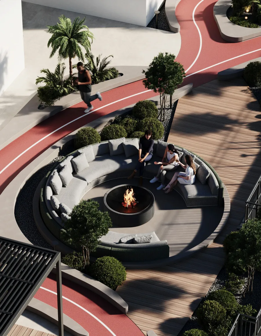 Fire Pit Lounge at J-Haus Residence.