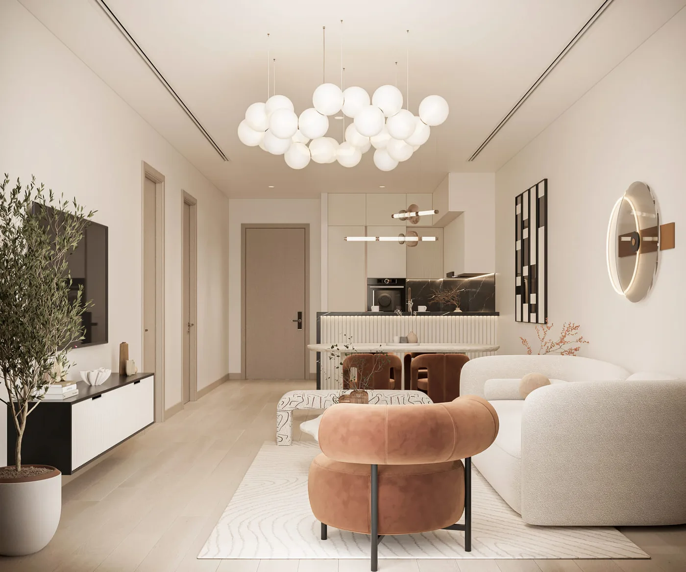 Interior render at Rivo.