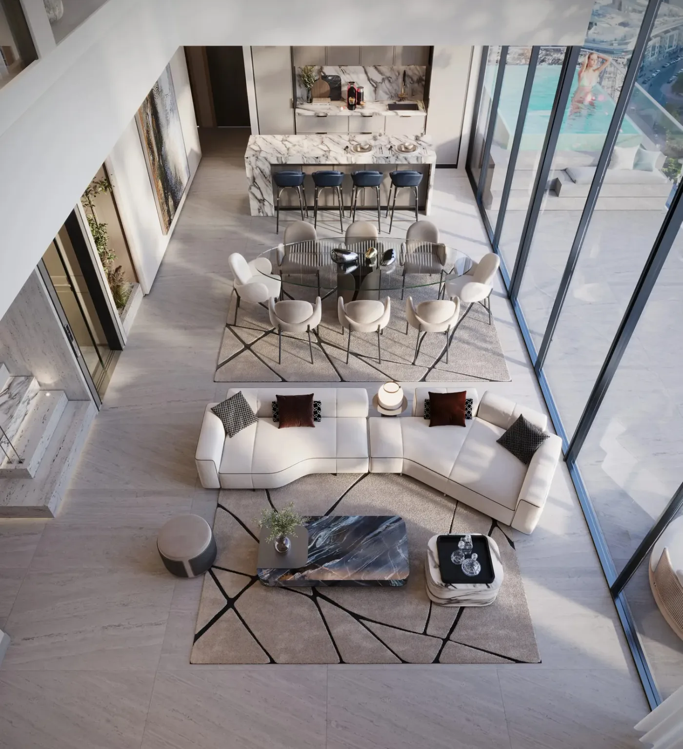 Interior render at Voxa Pantheon.