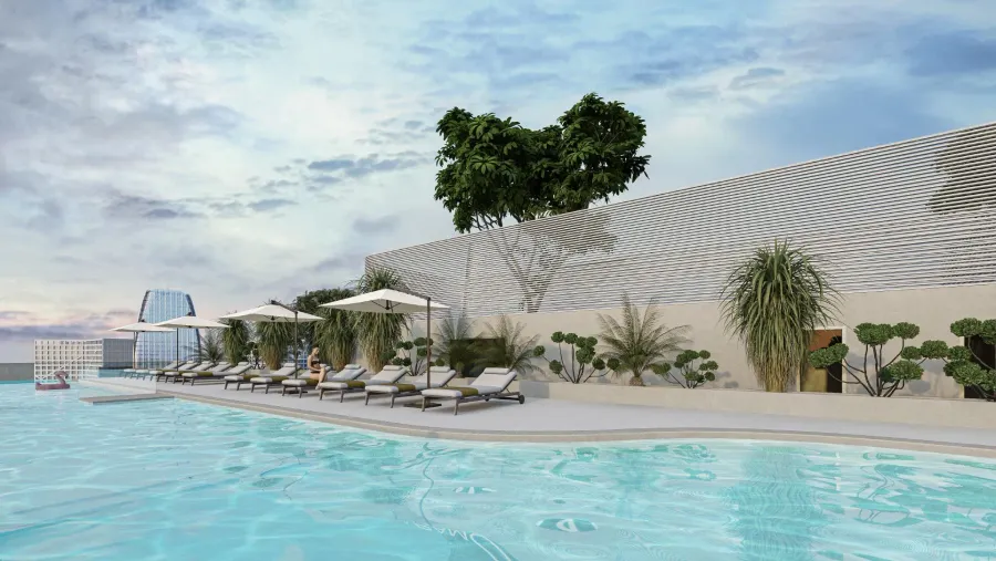Rooftop Lounge & Infinity Pool at Sky Line by Peace Homes.