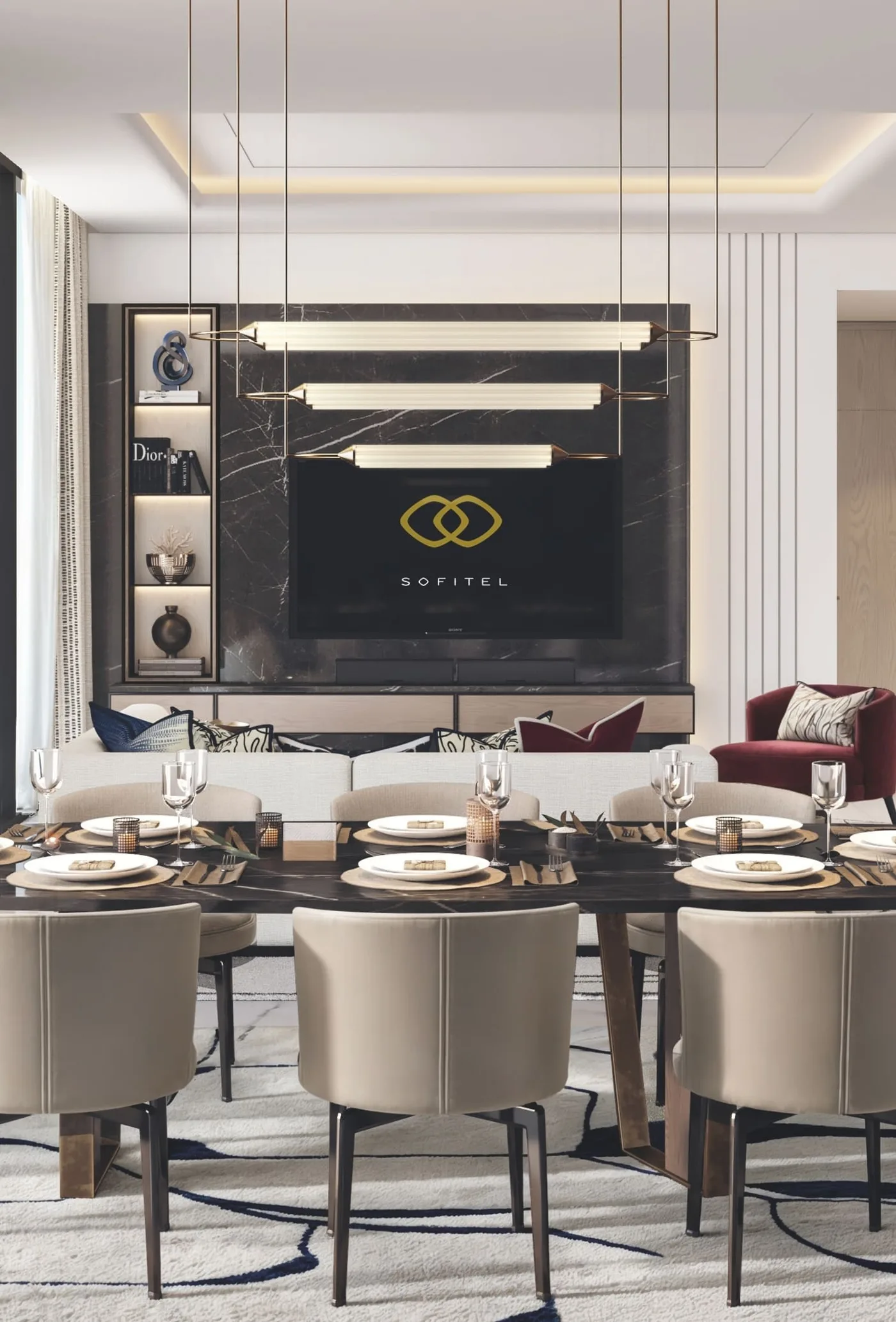 Interior render at Sofitel Residences.