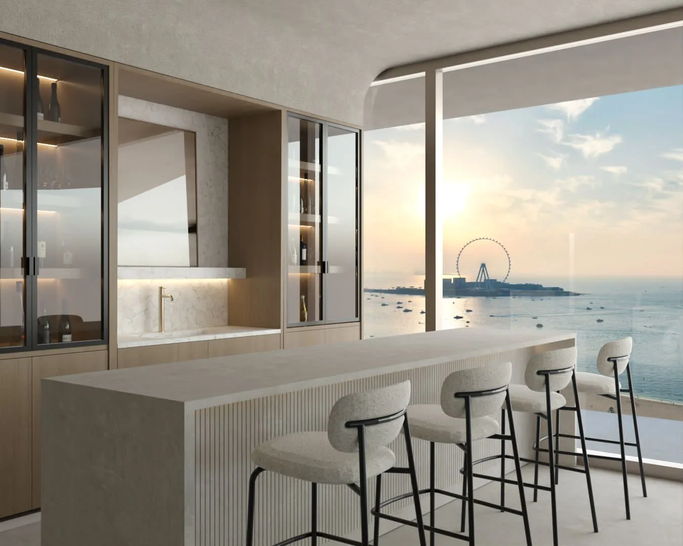 Interior render at Habtoor Grand Residences.