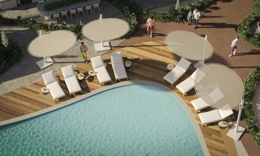 Pool Deck at Aquora by Casa Vista Development.