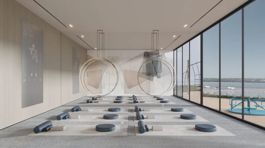 Yoga Area at Aquora by Casa Vista Development.